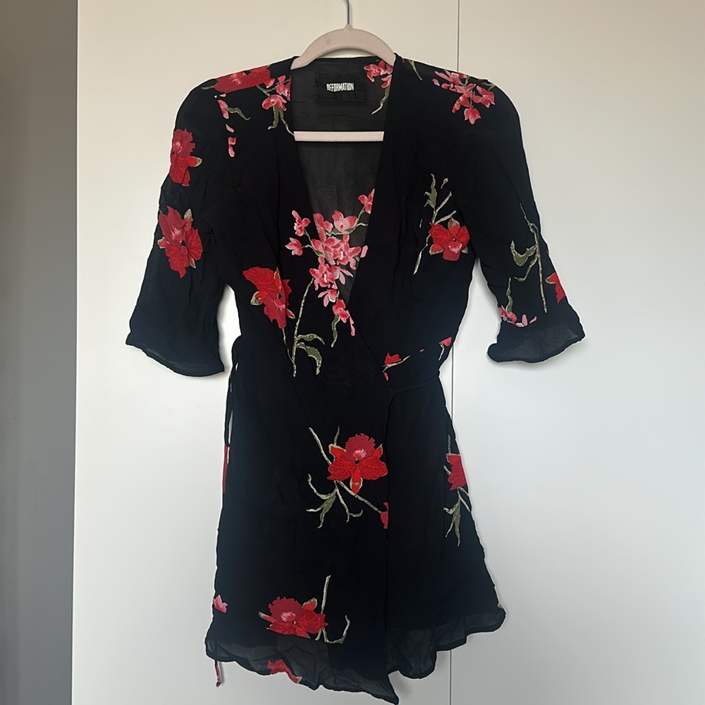 Reformation Delta Wrap Mini Dress Floral M